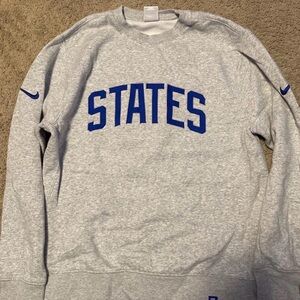 Nike Gray Crewneck Sweater with Blue Lettering